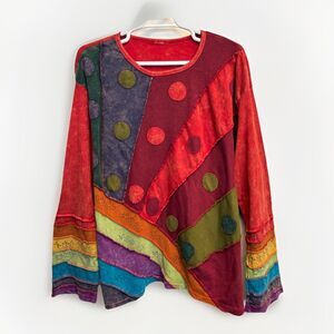 Greater Good Multicolor Color Block Rainbow boho artsy Polkadot Indie 3X-24/26